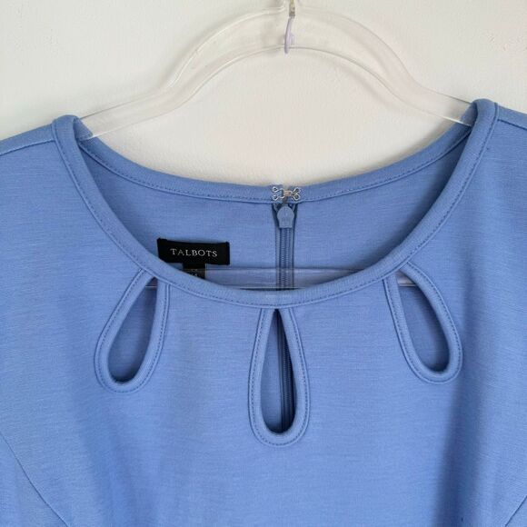 New Talbots Blue Sheath Knee Length Dress 14 Career Work Classic Ponte Formal - Picture 5 of 11